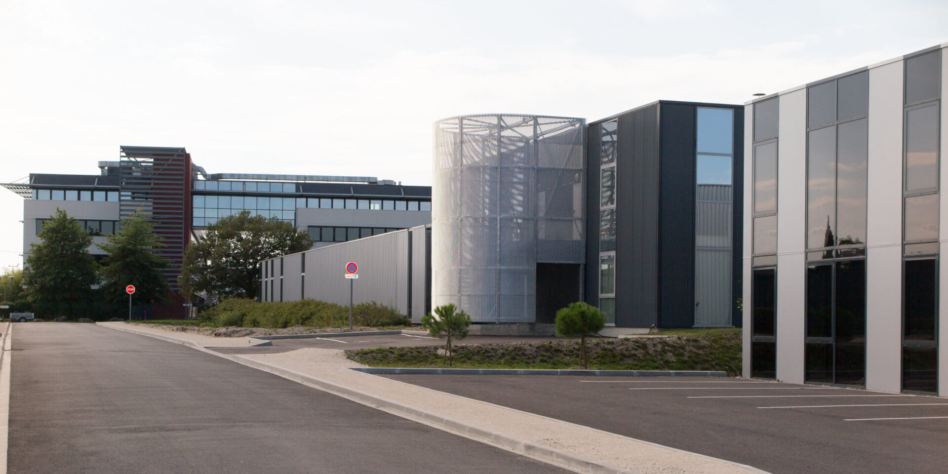 Office building with parking lot